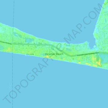 Mappa topografica Miramar Beach, altitudine, rilievo
