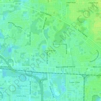Mappa topografica Arbor Ridge, altitudine, rilievo