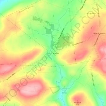 Mappa topografica Boyers Junction, altitudine, rilievo