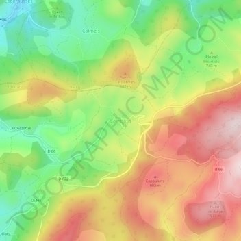 Mappa topografica Cambous, altitudine, rilievo