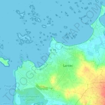 Mappa topografica Théven, altitudine, rilievo