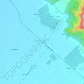 Mappa topografica Rosario Codao Carretera, altitudine, rilievo