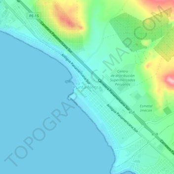 Mappa topografica Punta Negra, altitudine, rilievo