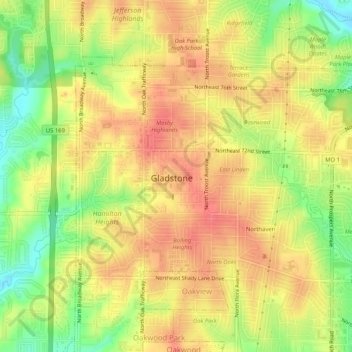 Mappa topografica Linden, altitudine, rilievo
