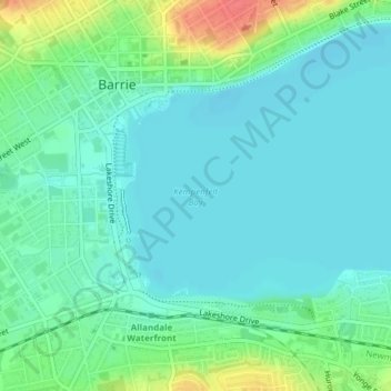 Mappa topografica Kempenfelt Bay, altitudine, rilievo
