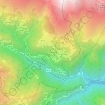 Mappa topografica Sant'Antonio, altitudine, rilievo