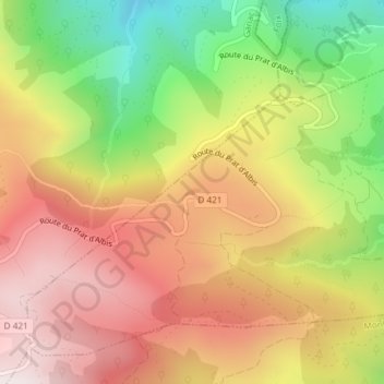 Mappa topografica Prat d'Albis, altitudine, rilievo