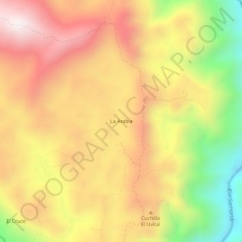 Mappa topografica La Arabia, altitudine, rilievo