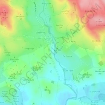 Mappa topografica Bed, altitudine, rilievo