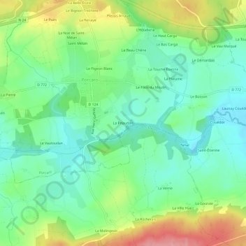 Mappa topografica La Priaudais, altitudine, rilievo