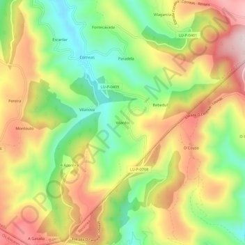 Mappa topografica Vilardoi, altitudine, rilievo