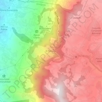 Mappa topografica El Peñasco, altitudine, rilievo