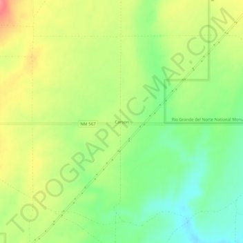 Mappa topografica Carson, altitudine, rilievo