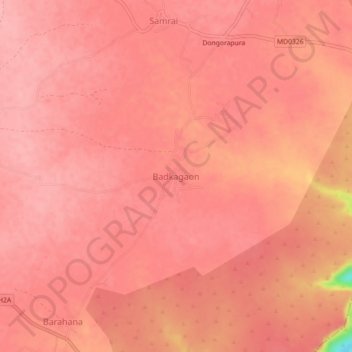 Mappa topografica Badkagaon, altitudine, rilievo