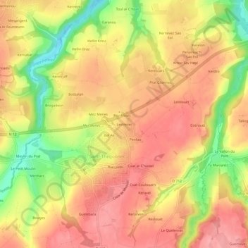 Mappa topografica Lestrezec, altitudine, rilievo