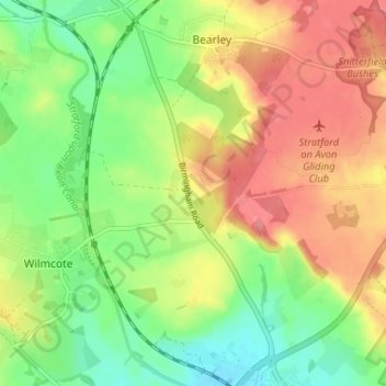 Mappa topografica Pathlow, altitudine, rilievo
