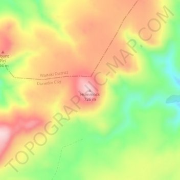 Mappa topografica Hummock, altitudine, rilievo