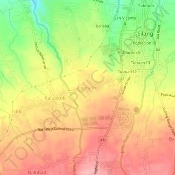 Mappa topografica Lucsuhin, altitudine, rilievo