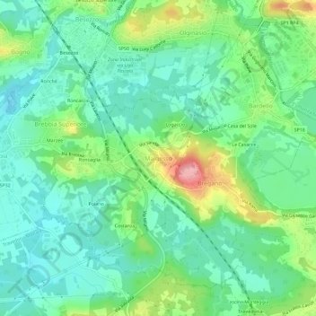 Mappa topografica Malgesso, altitudine, rilievo