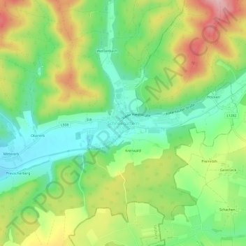 Mappa topografica Schneegattern, altitudine, rilievo