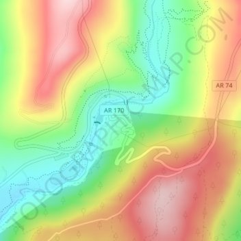Mappa topografica Devils Den State Park, altitudine, rilievo