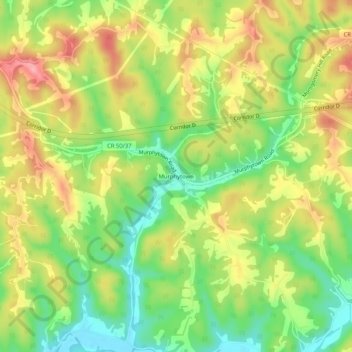 Mappa topografica Murphytown, altitudine, rilievo