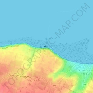 Mappa topografica Cap Manvieux, altitudine, rilievo