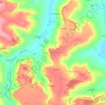 Mappa topografica Lagarde-Fimarcon, altitudine, rilievo