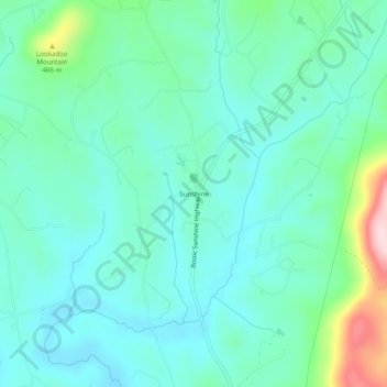 Mappa topografica Sunshine, altitudine, rilievo