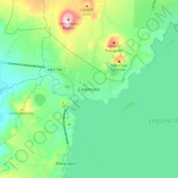 Mappa topografica Catemaco, altitudine, rilievo
