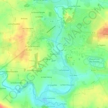 Mappa topografica Rimechard, altitudine, rilievo