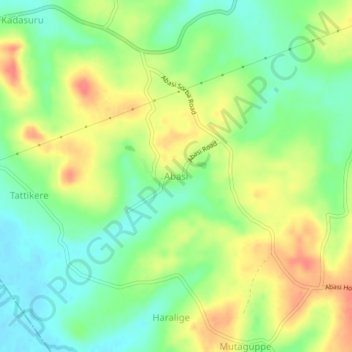 Mappa topografica Abasi, altitudine, rilievo