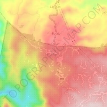 Mappa topografica San Salvador, altitudine, rilievo