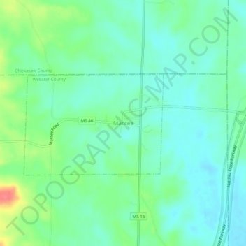 Mappa topografica Mantee, altitudine, rilievo
