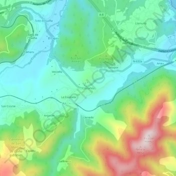 Mappa topografica Castañedo, altitudine, rilievo