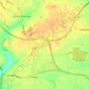 Mappa topografica Hare Green, altitudine, rilievo