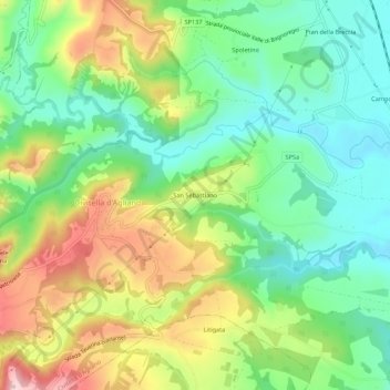 Mappa topografica San Sebastiano, altitudine, rilievo