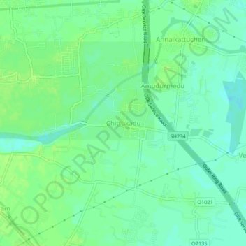 Mappa topografica Chittukadu, altitudine, rilievo