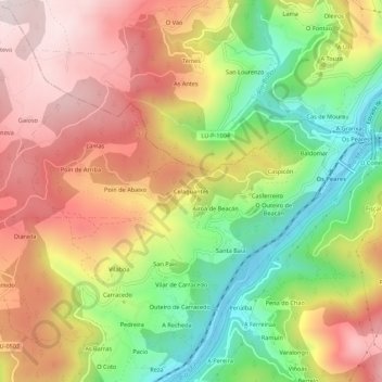 Mappa topografica Celaguantes, altitudine, rilievo