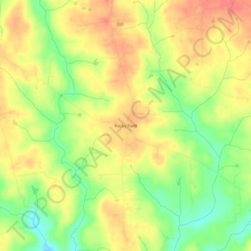 Mappa topografica Rocky Ford, altitudine, rilievo