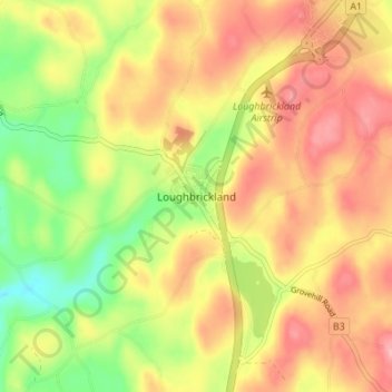 Mappa topografica Loughbrickland, altitudine, rilievo