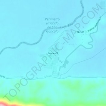 Mappa topografica Núcleo II, altitudine, rilievo
