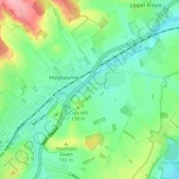 Mappa topografica Neatham, altitudine, rilievo