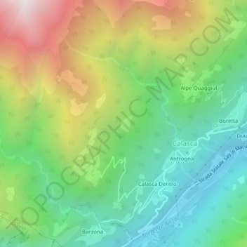 Mappa topografica Alpe Cascinolo, altitudine, rilievo