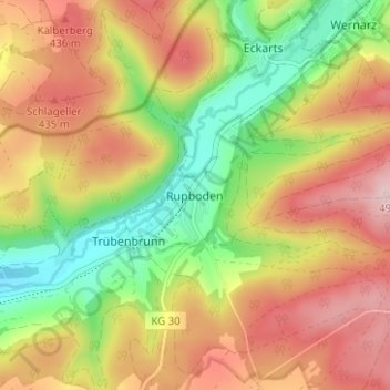 Mappa topografica Rupboden, altitudine, rilievo