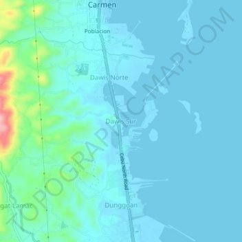 Mappa topografica Dawis Sur, altitudine, rilievo