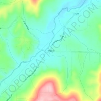Mappa topografica Hogeye, altitudine, rilievo