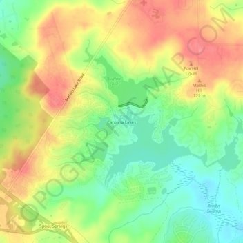 Mappa topografica Carolina Lakes, altitudine, rilievo