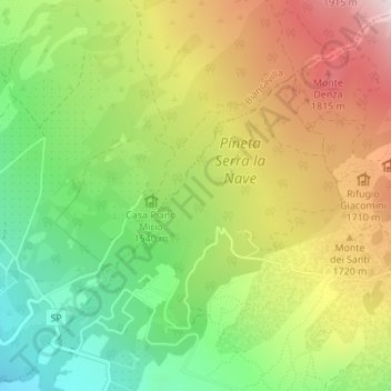Mappa topografica Milia, altitudine, rilievo