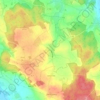 Mappa topografica Bierstetten, altitudine, rilievo